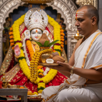 Yellow Pushpa Mala & Nariyal Seva